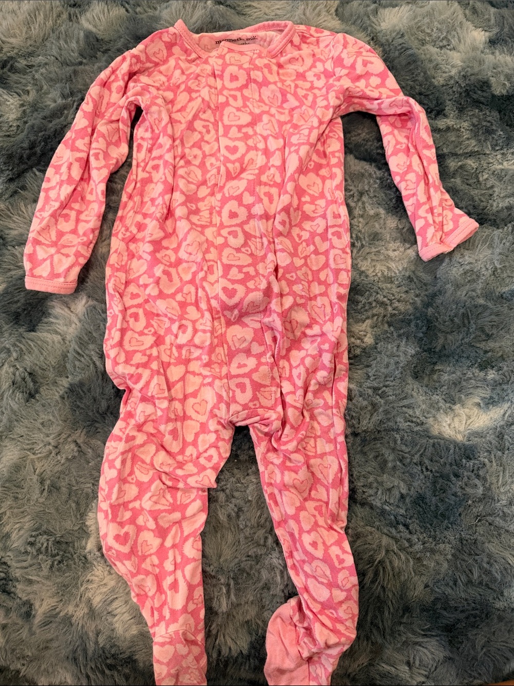 Magnetic Me Pink Heart-Print Footie One-Piece